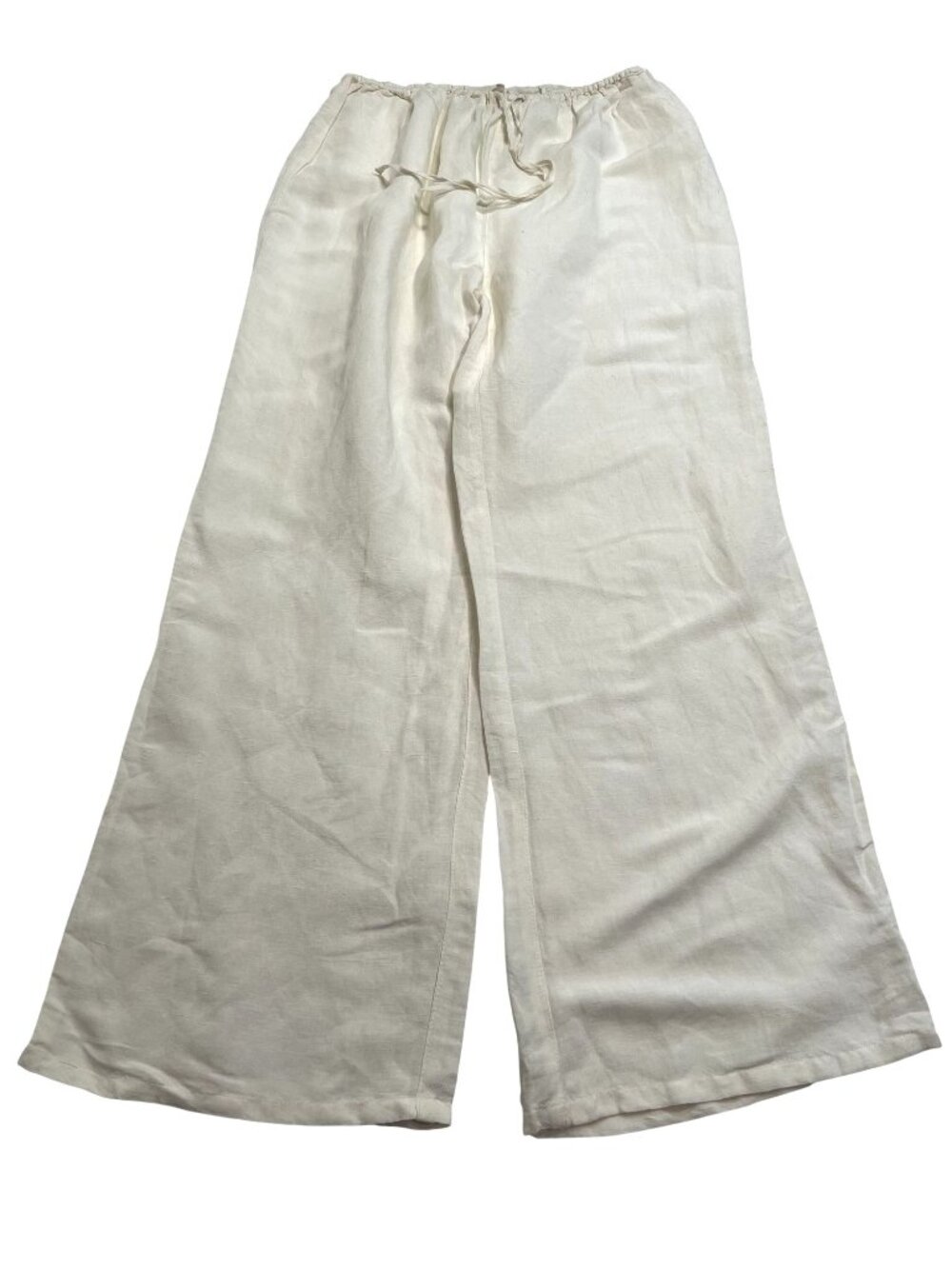 MONDAY Swimwear Belize Wide Leg Linen Pants in Ivory